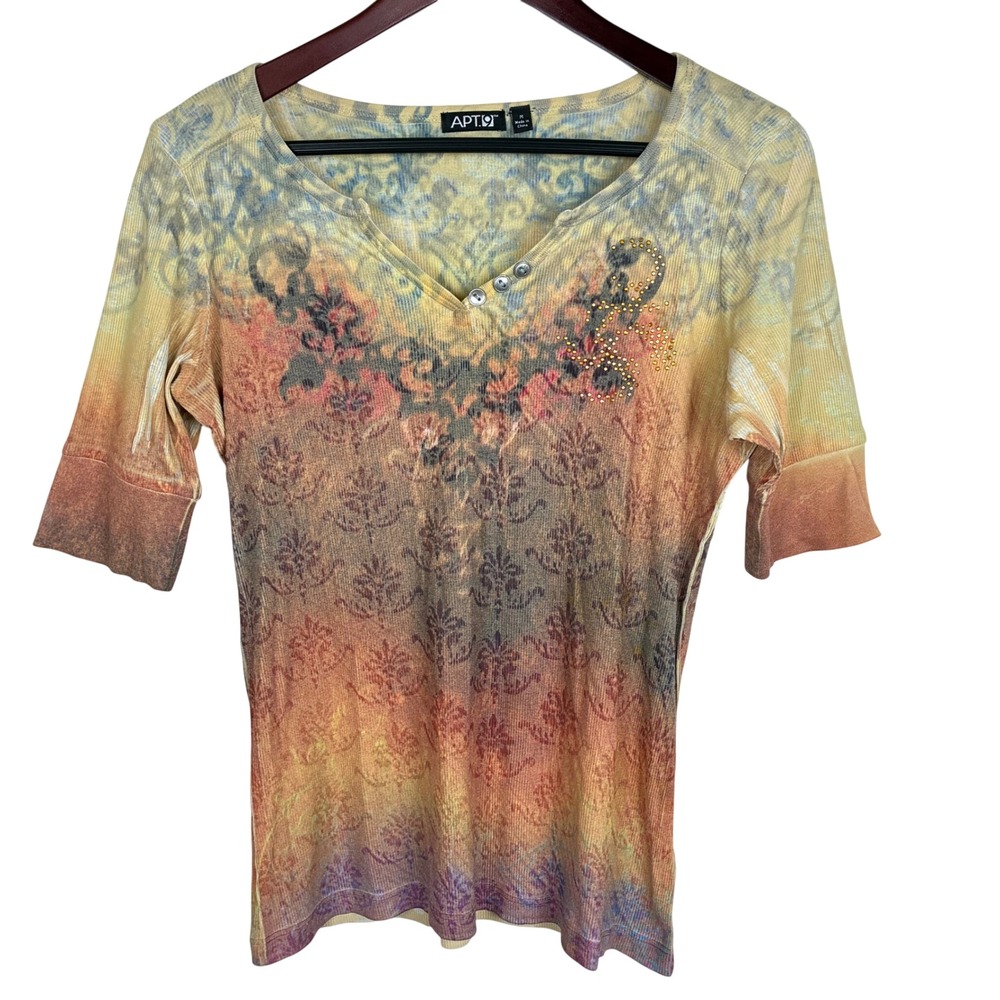 Apt 9 Y2K 90s Vintage Henley Top M Fairy Grunge Whimsigoth Sequin V Neck Boho